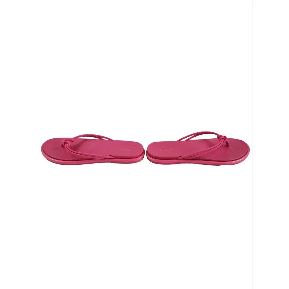 OluKai Aka Pink Plumeria Flip Flop Sandals Womens Size 7 EUC Water Friendly